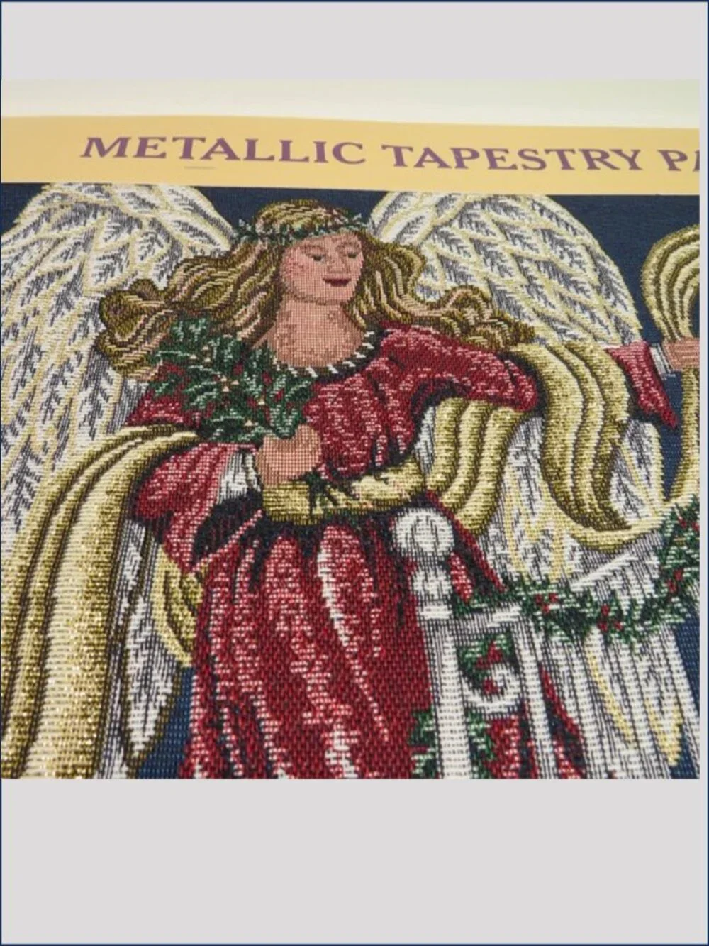 Guardian Angel Metallic Tapestry Panel 17x17 Wall Hanging Religious DIY